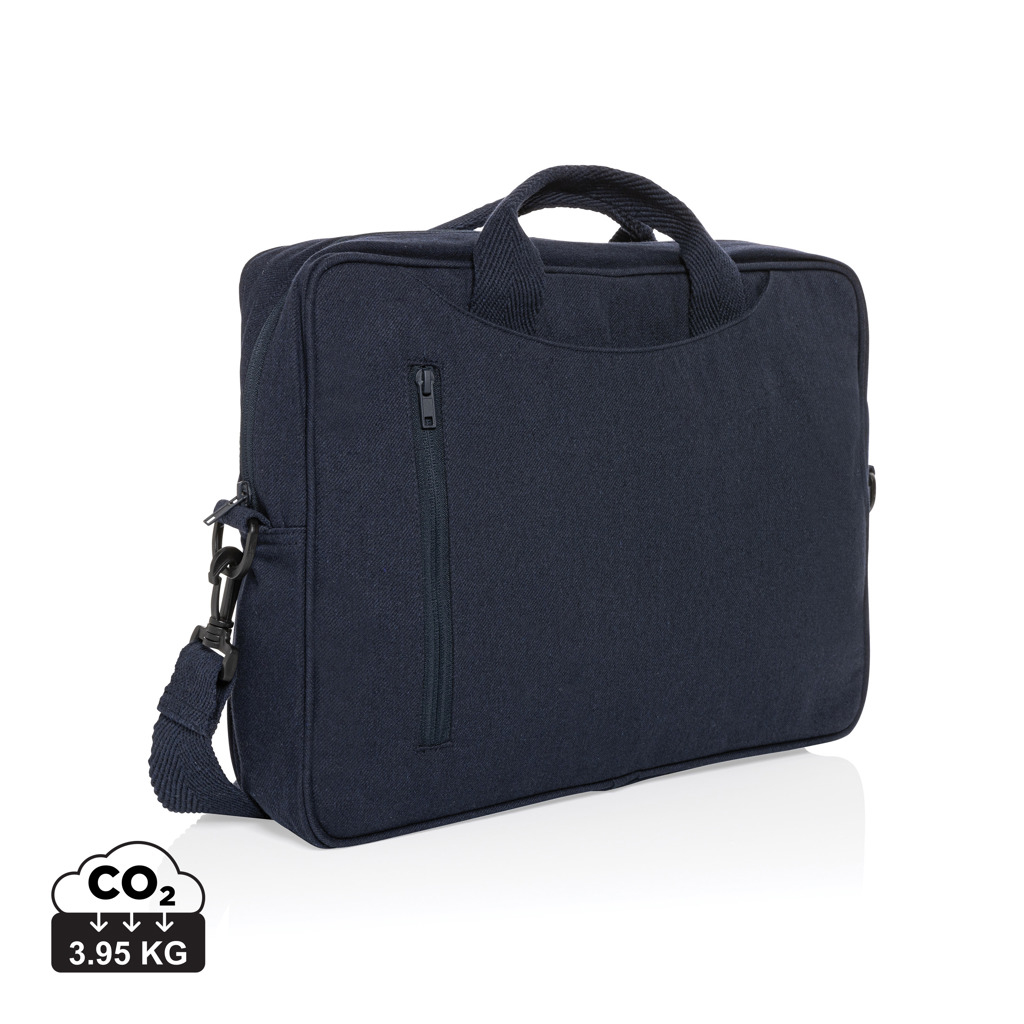 Sacoche publicitaire 15,4'' coton recyclé 340g Laluka Bleu marine